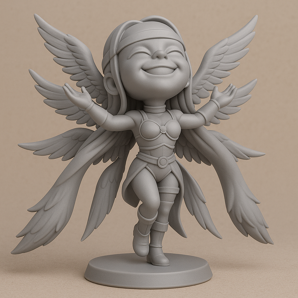 silhouette 3d printer maker-3d portrait printing_Majestic Winged Guardian Figurine