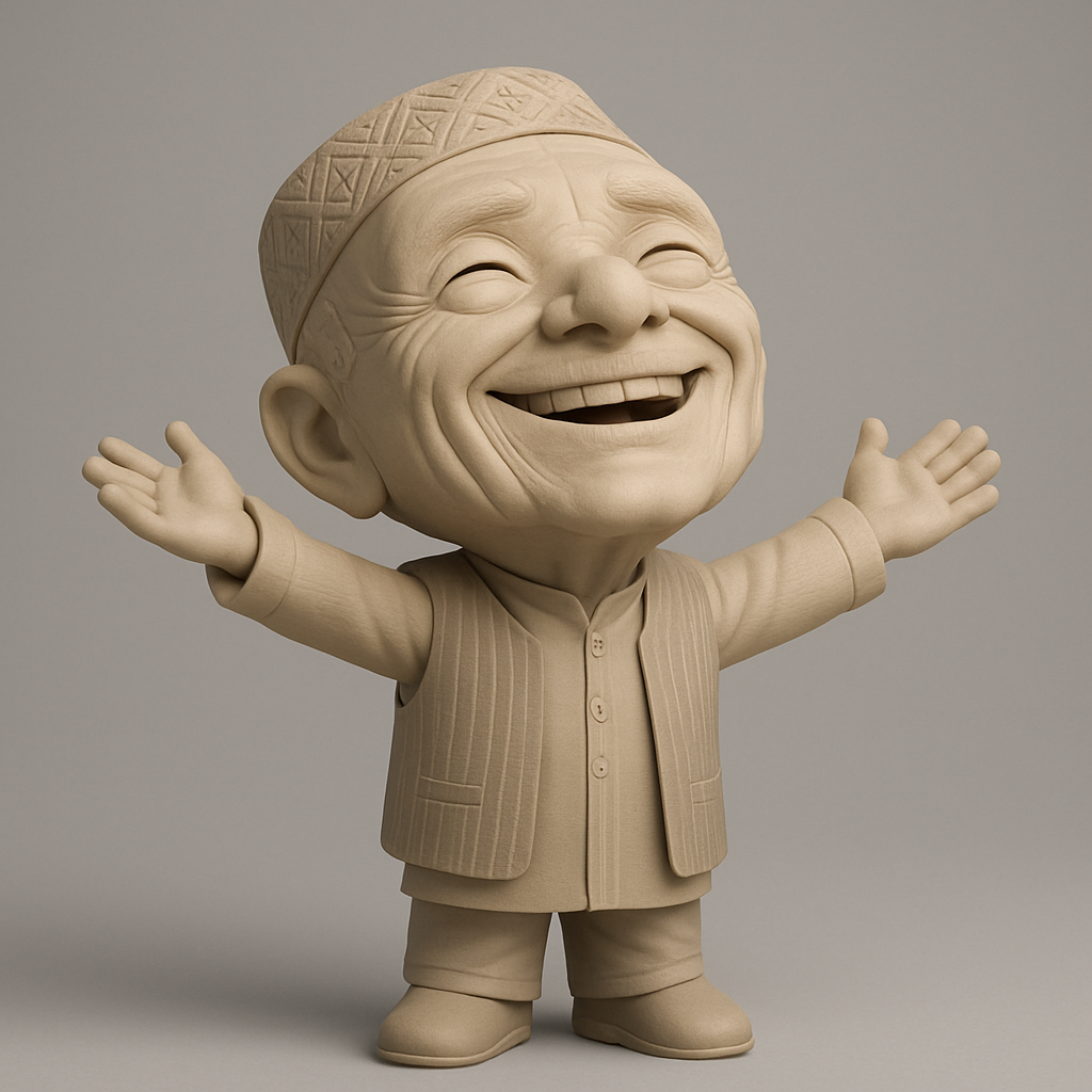 face to 3d model ai-3D portrait printing from photo_Joyful Elder Figurine: Spread Happiness wiur Print