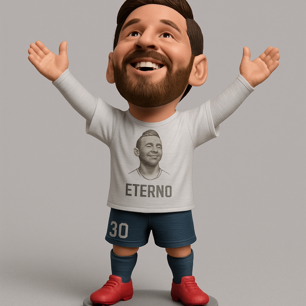 face to 3d model ai-3D portrait printing from photo_Messi Bobblehead: Iconic Pose, Eternal Tribute
