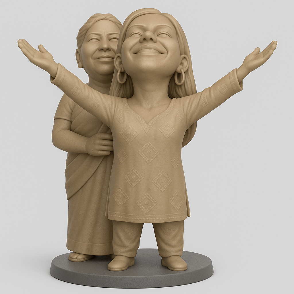 silhouette 3d printer maker-3d portrait printing_Joyful Embrace - Celebrating Togetherness