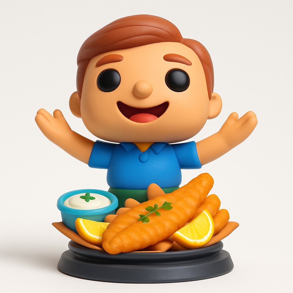 face to 3d model ai-3D portrait printing from photo_Happy Fish & Chips Pal Figurine -