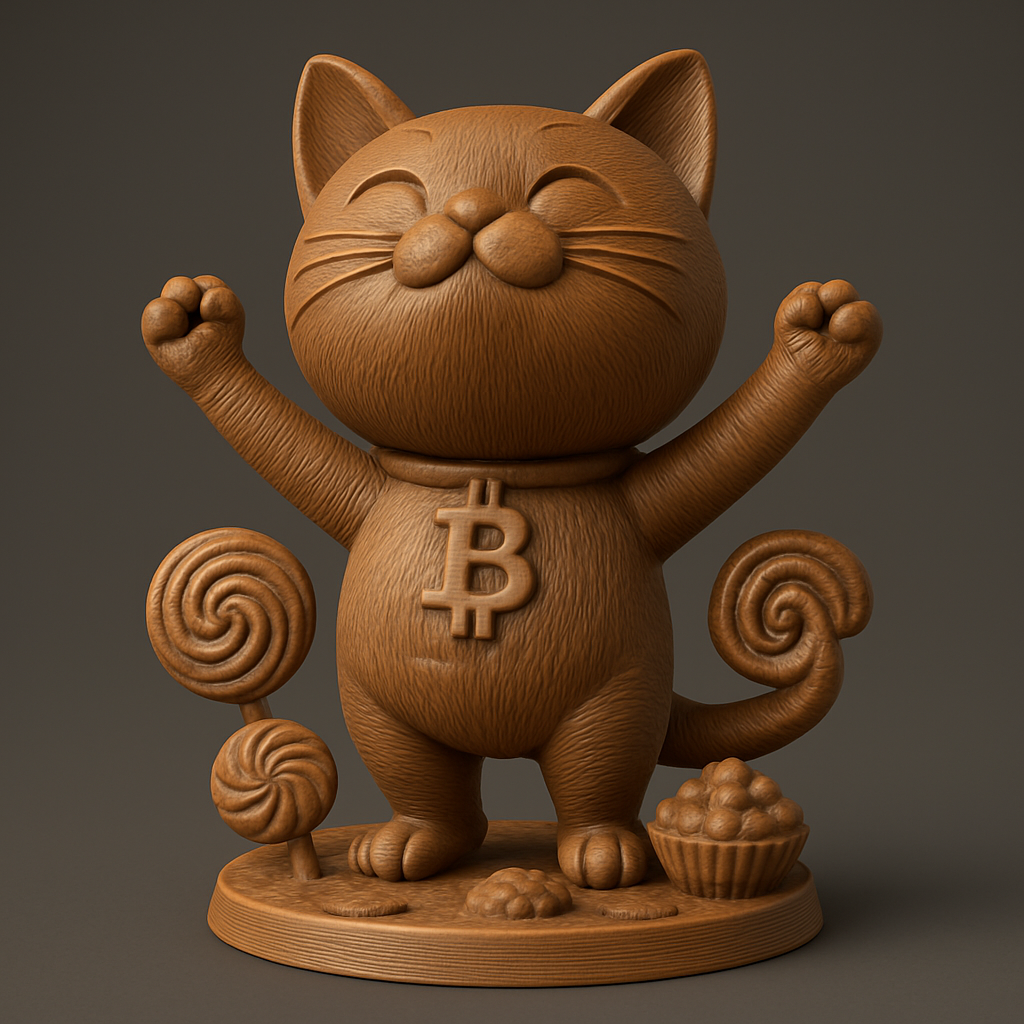 face anatomy 3d model-create 3d face model from photo_Joyful Bitcoin Cat & Sweets: Your Lucky Crypto Charm