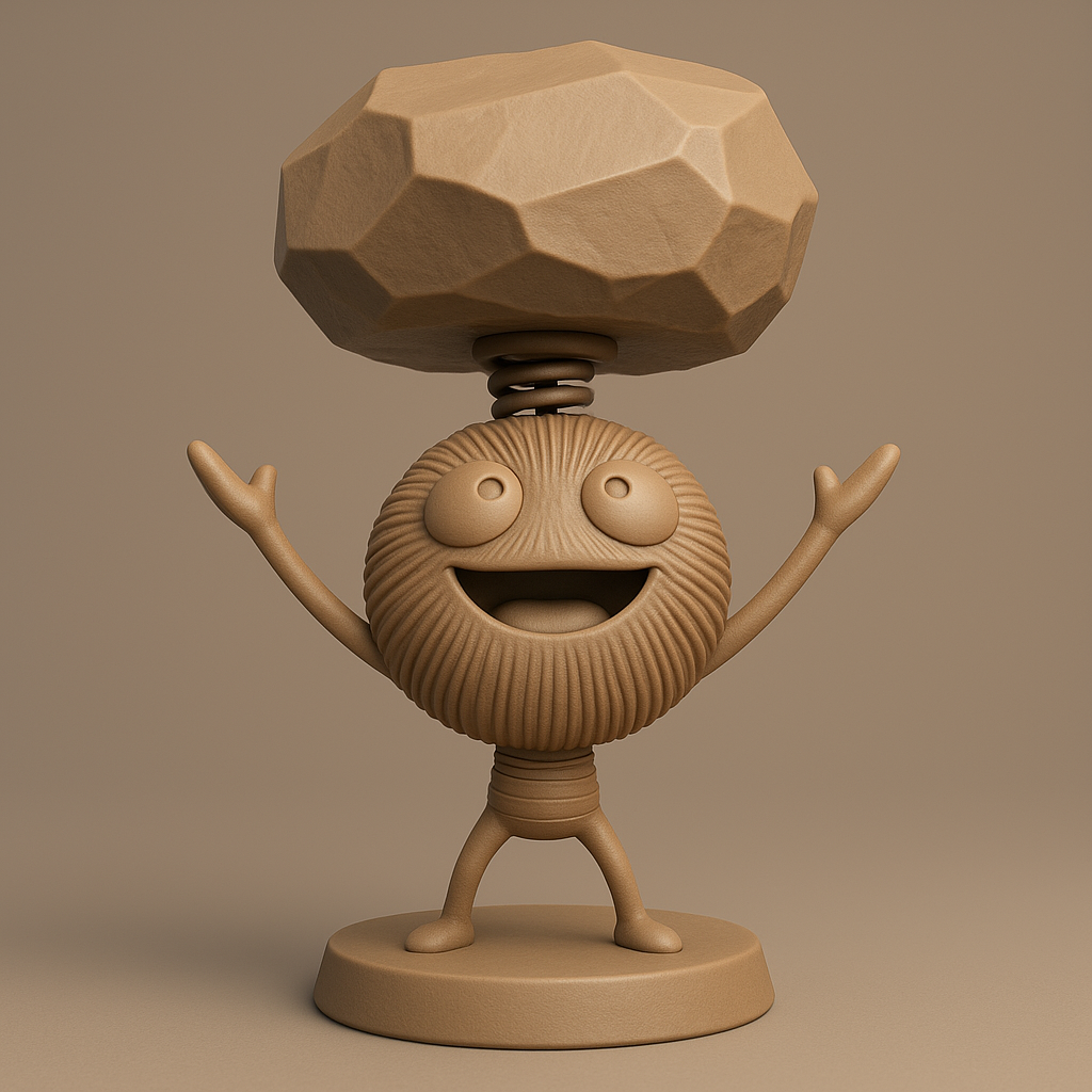 silhouette 3d printer maker-3d portrait printing_Cheerful Character with Rocky Hat