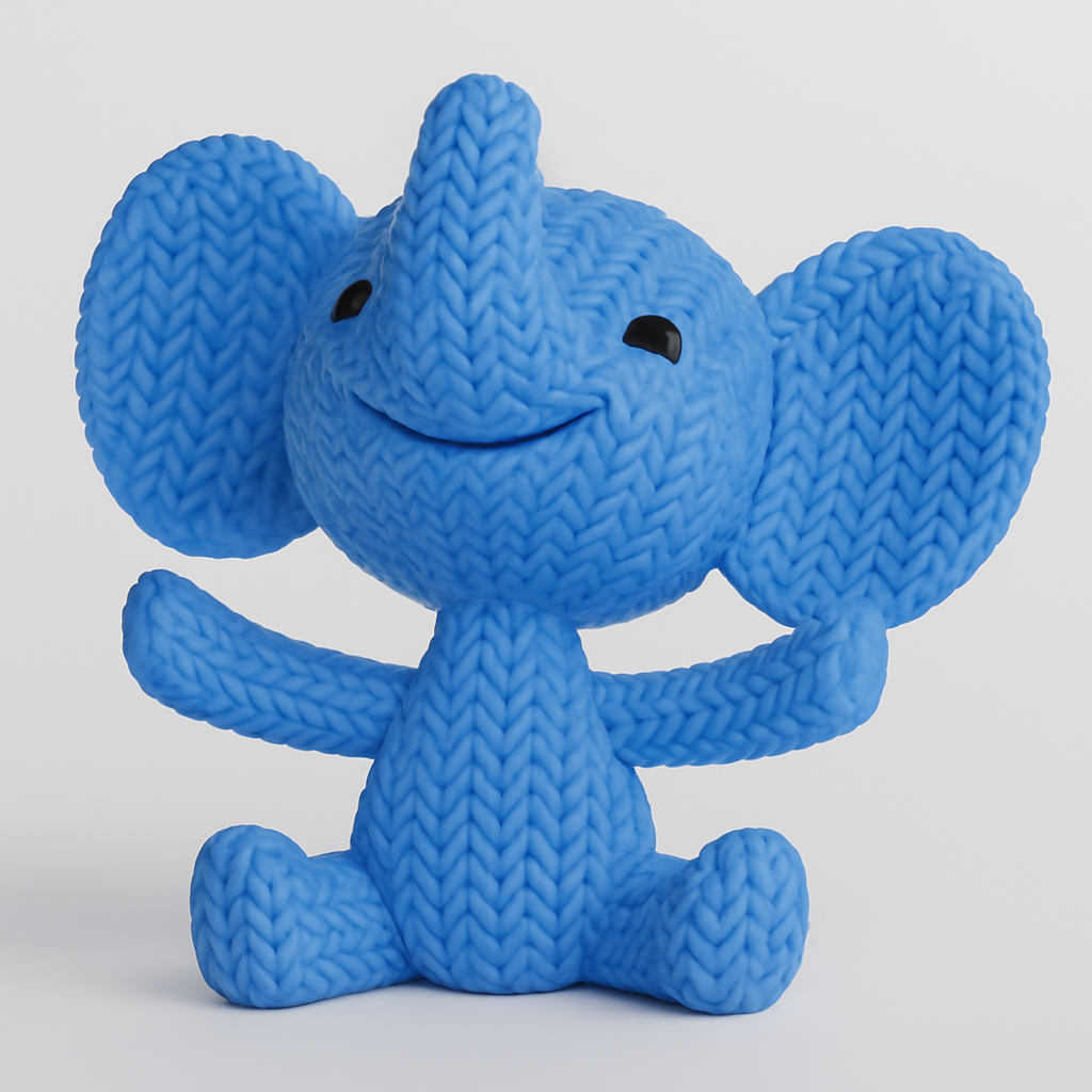 face to 3d model ai-3D portrait printing from photo_Comforting Knit-Look Elephant Buddy 3D Print