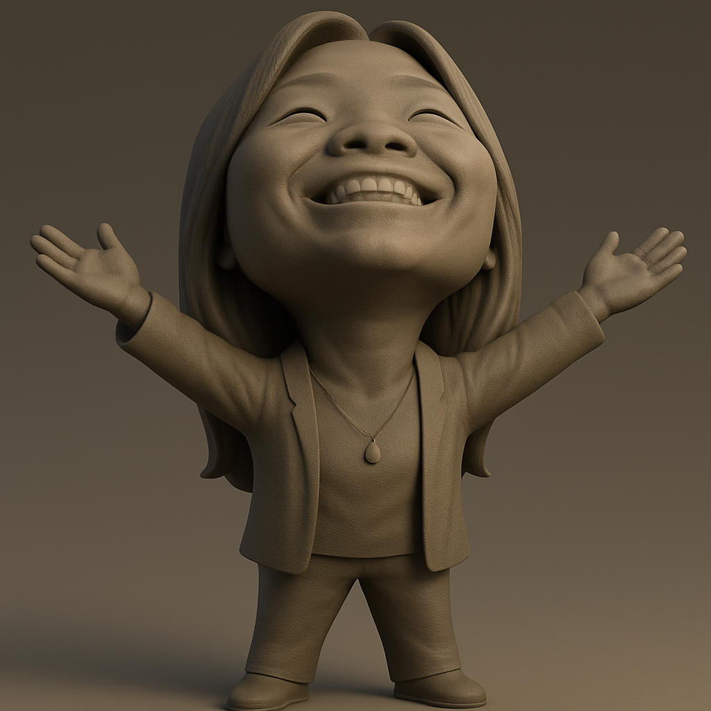 face anatomy 3d model-create 3d face model from photo_Joyful Figurine with Outstretched Arms