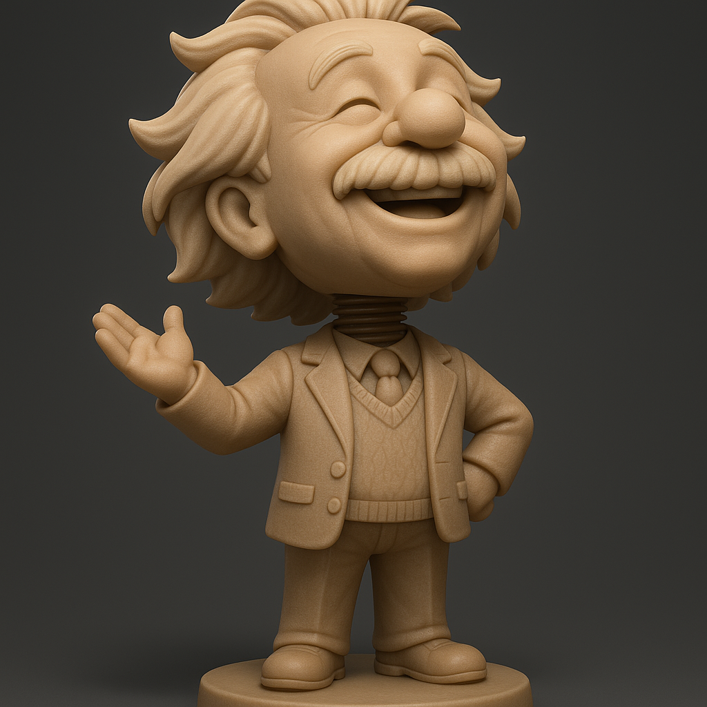 silhouette 3d printer maker-3d portrait printing_Whimsical Einstein Figurine for 3D Printing