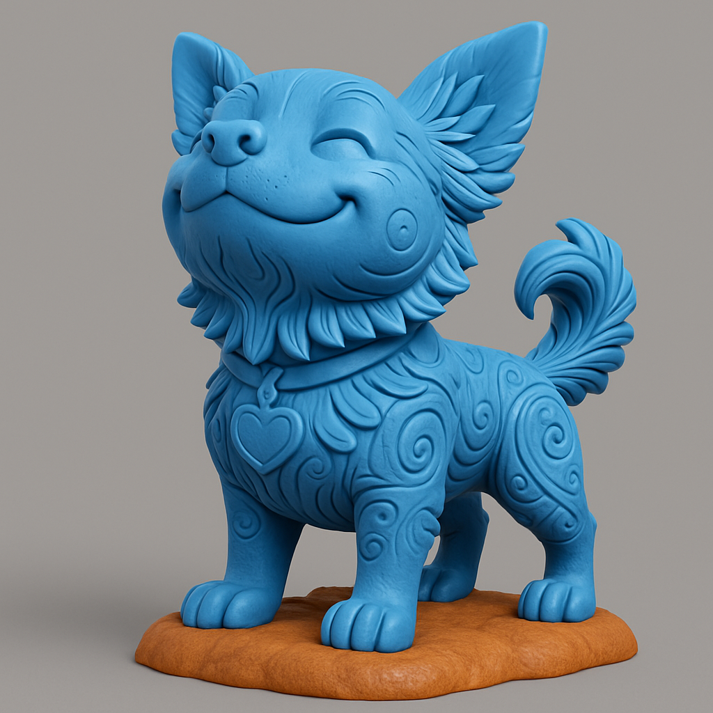 face to 3d model ai-3D portrait printing from photo_Joyful Pup Figurine: Detailed Artistic 3D Print Model