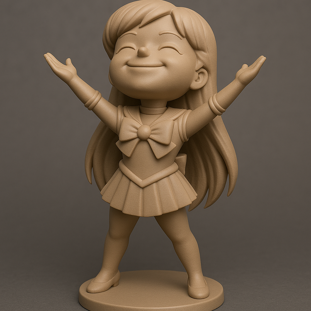 silhouette 3d printer maker-3d portrait printing_Joyful Cheerleader Figurine for 3D Printing