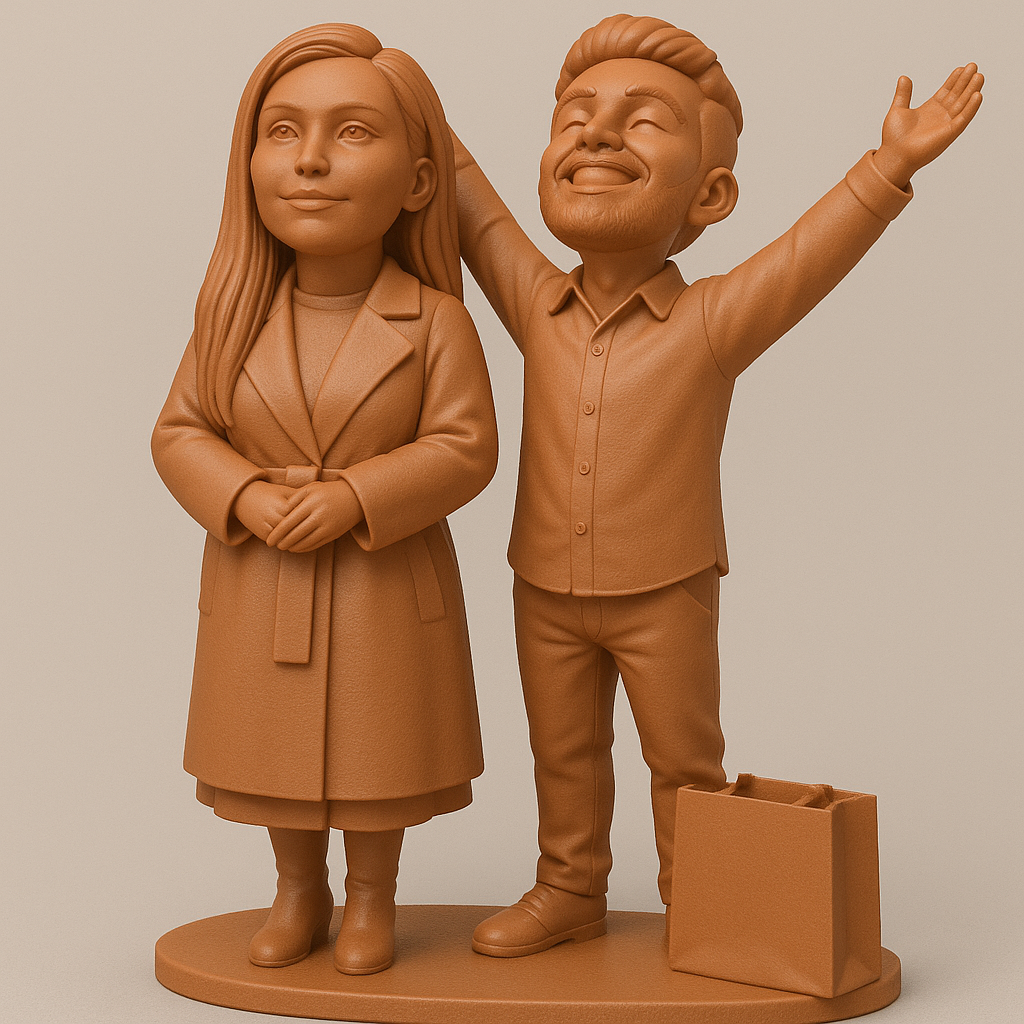 face anatomy 3d model-create 3d face model from photo_Joyful Couple Figurine for 3D Printing