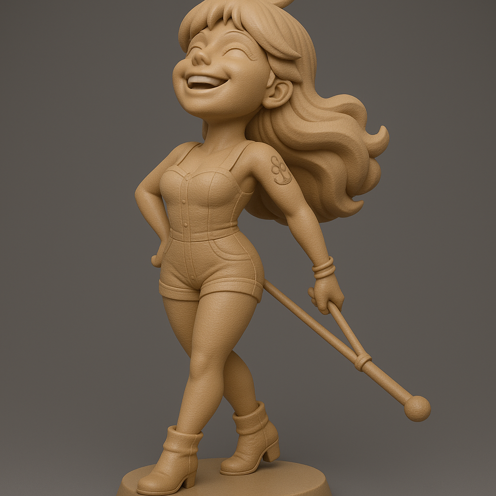 silhouette 3d printer maker-3d portrait printing_Cheerful Character Figurine with Baton