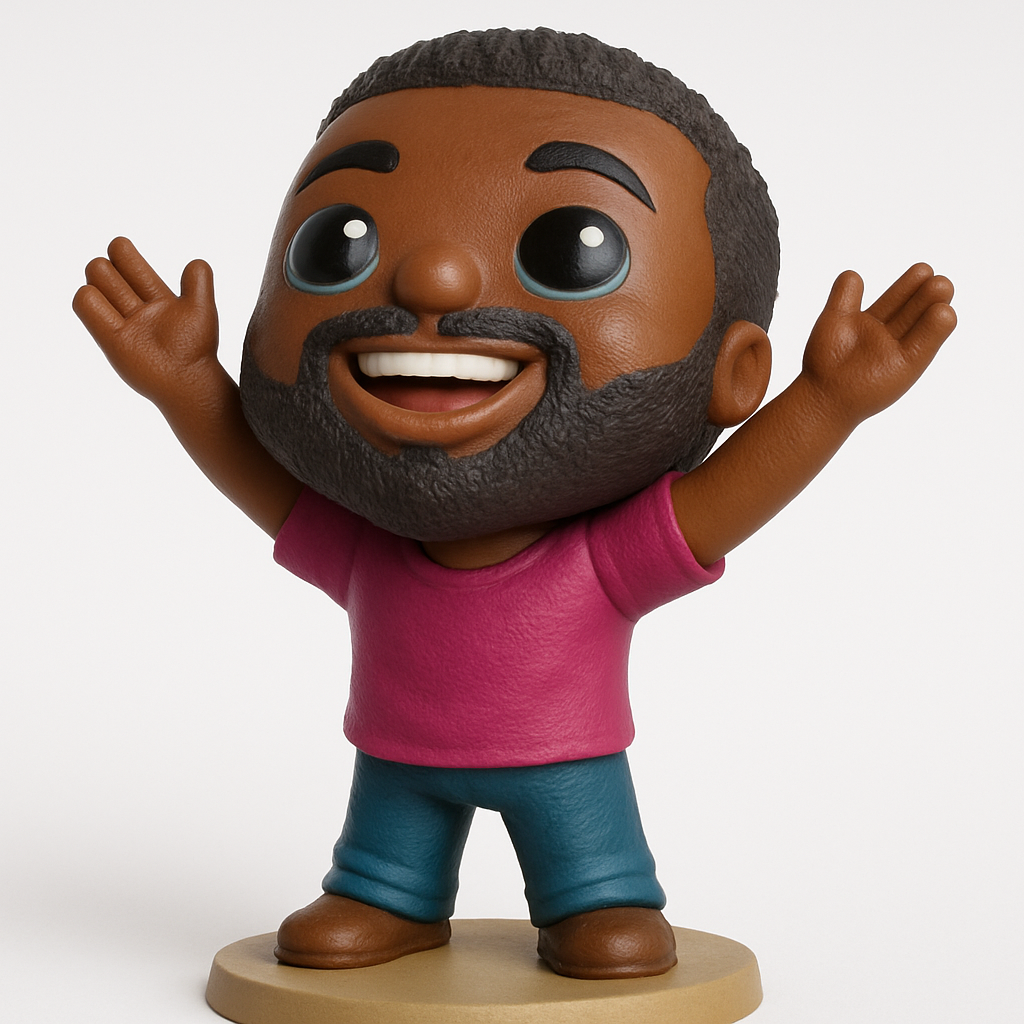 face anatomy 3d model-create 3d face model from photo_Joyful Bearded Man Figurine with Open Arms