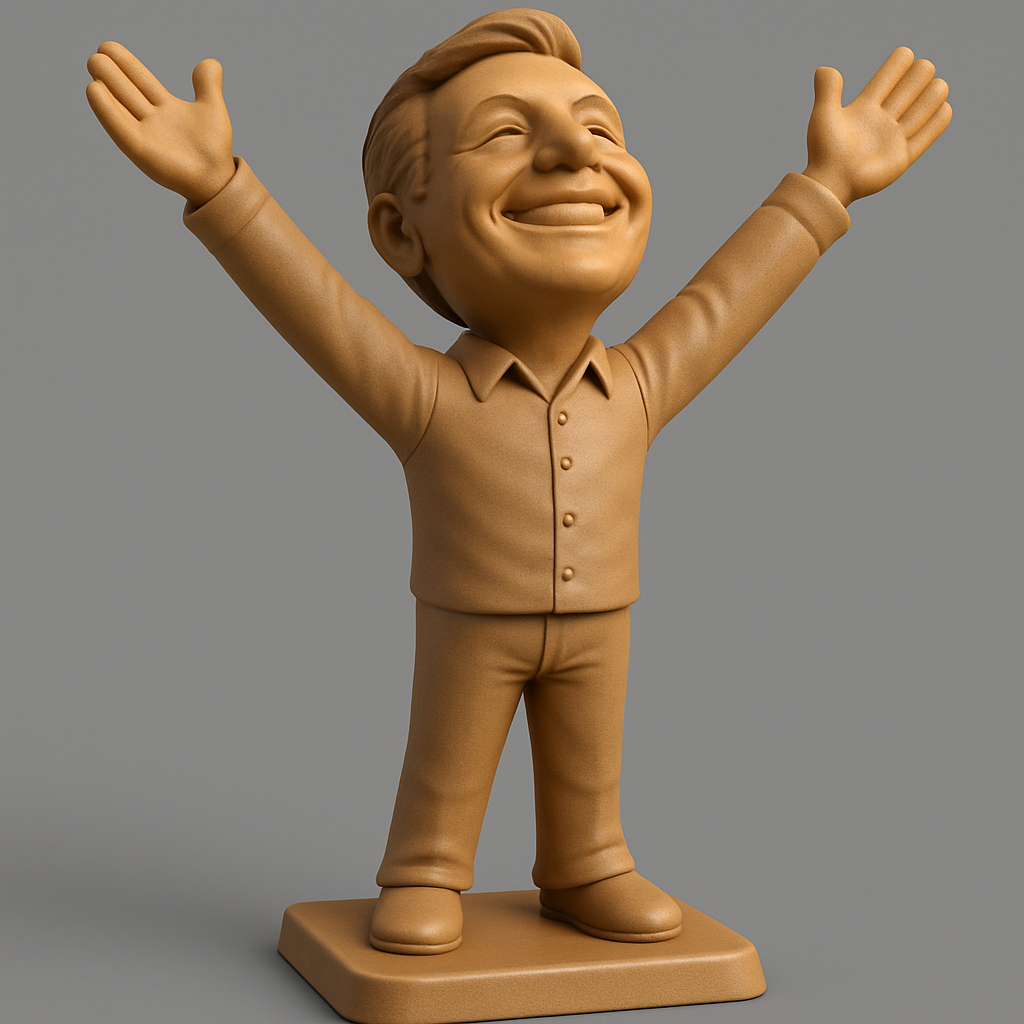 face anatomy 3d model-create 3d face model from photo_Uplifting Joyful Man Statue: Celebrate Success!