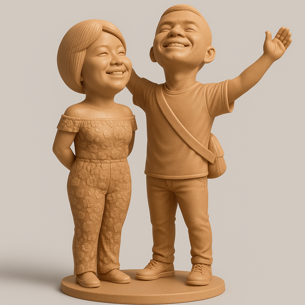 silhouette 3d printer maker-3d portrait printing_Joyful Kids Figurine for 3D Printing