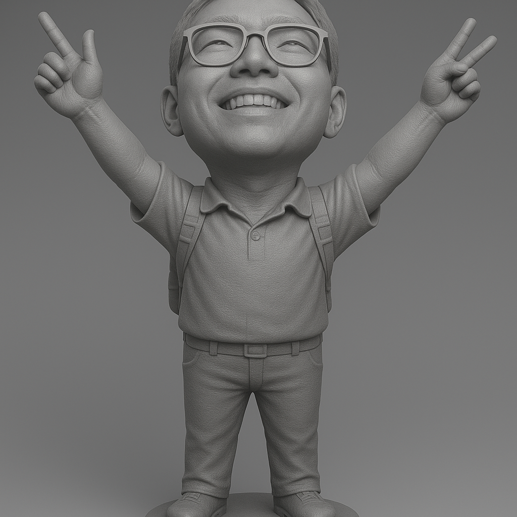 silhouette 3d printer maker-3d portrait printing_Joyful Victory Pose Figurine