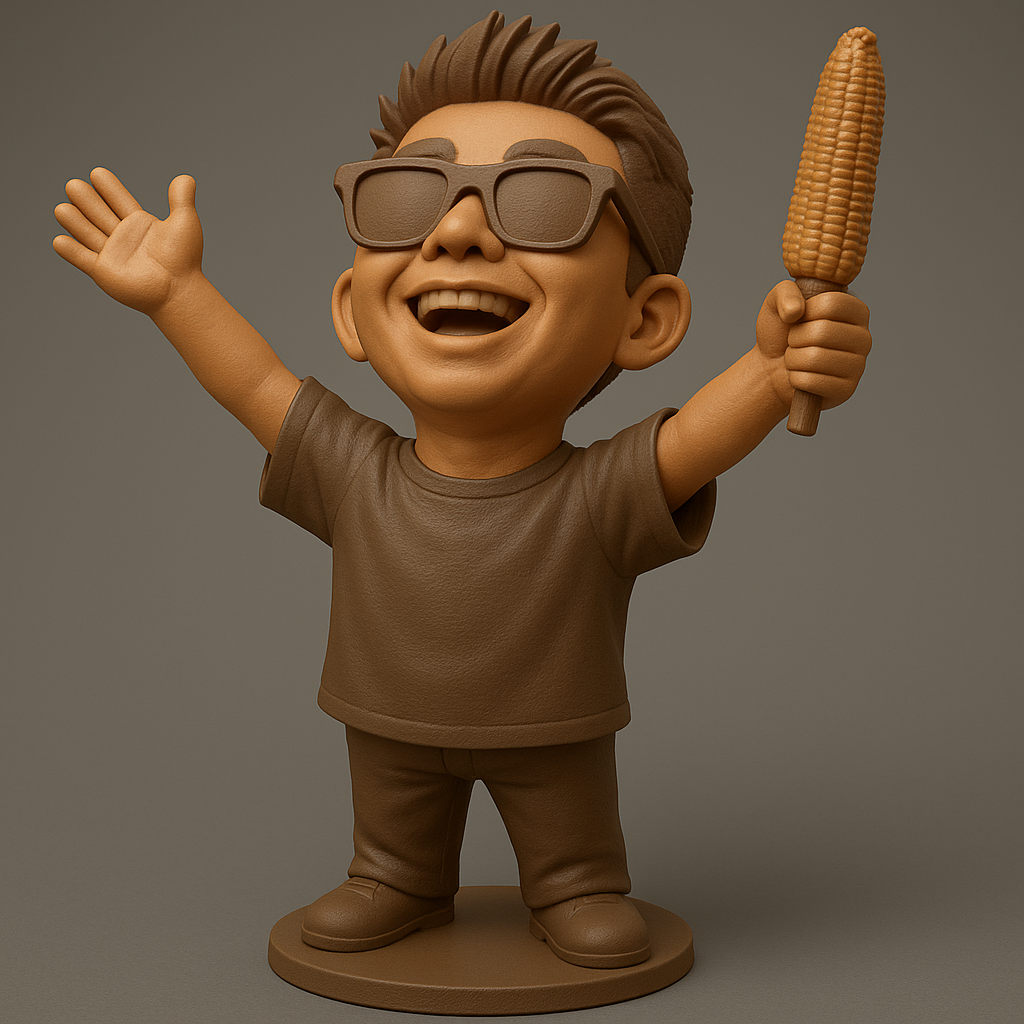 silhouette 3d printer maker-3d portrait printing_Joyful Kid with Corn