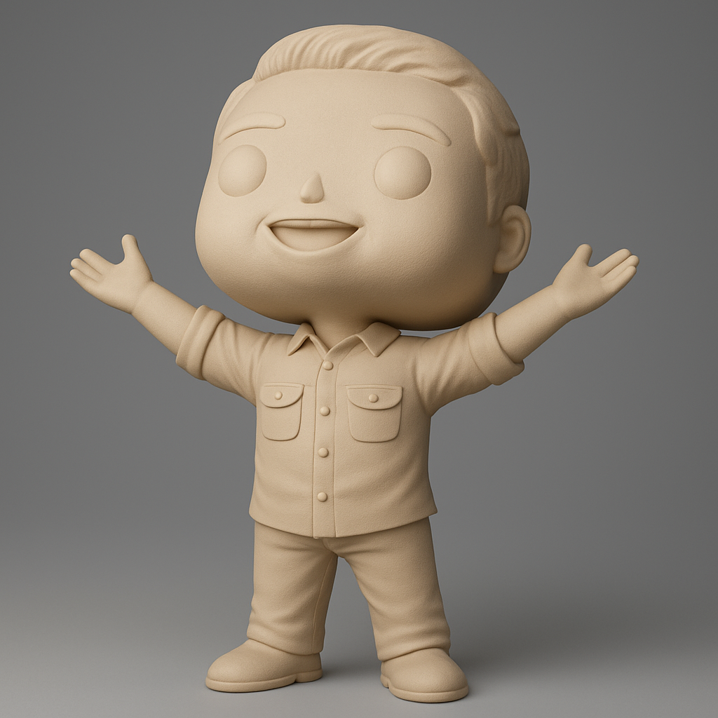 face to 3d model ai-3D portrait printing from photo_Welcoming Chibi Man - Expressive 3D Print Figurine