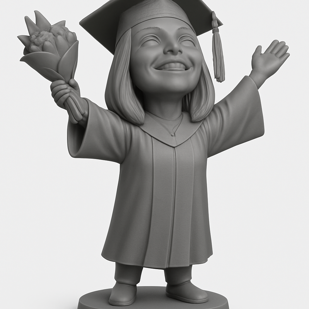 face anatomy 3d model-create 3d face model from photo_Happy Graduate Figurine: Celebrate Academic Success!