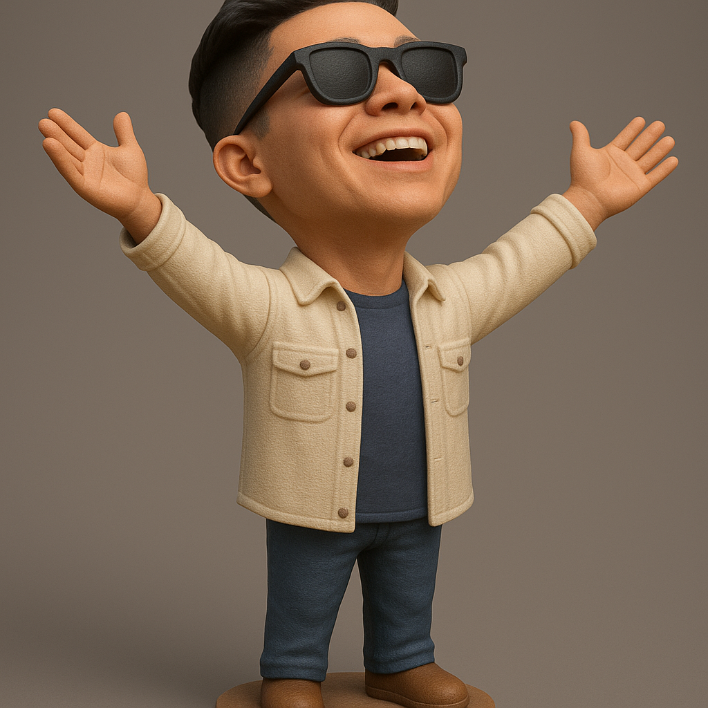face anatomy 3d model-create 3d face model from photo_Joyful Character Figurine with Sunglasses