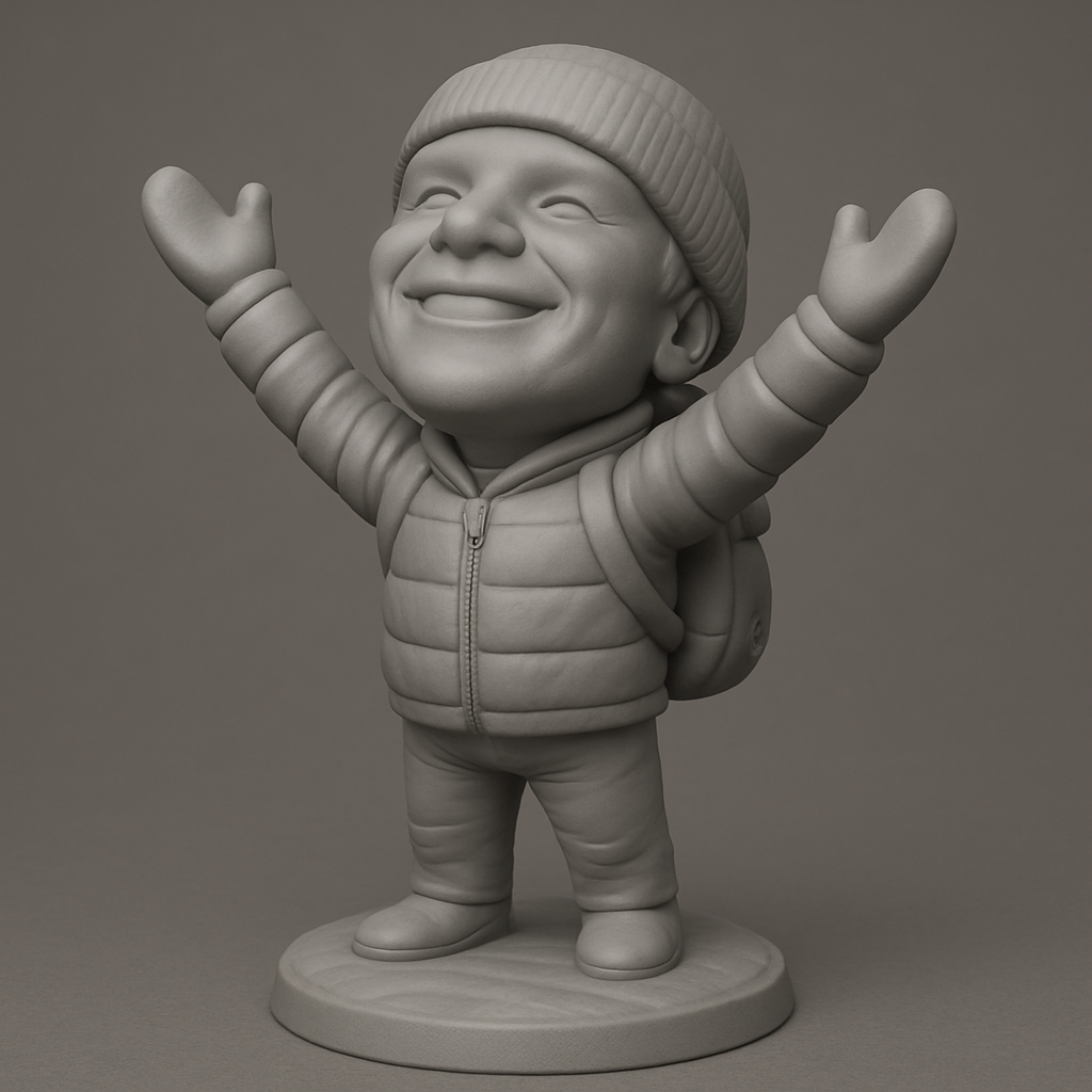 face to 3d model ai-3D portrait printing from photo_Smiling Adventure Figurine: Embrace the Joy!