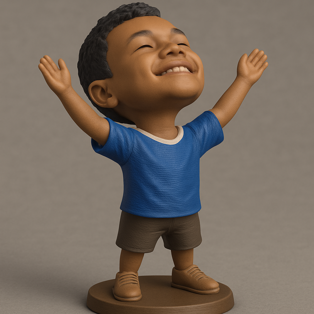 face anatomy 3d model-create 3d face model from photo_Joyful Boy Figurine: Embrace Happiness!