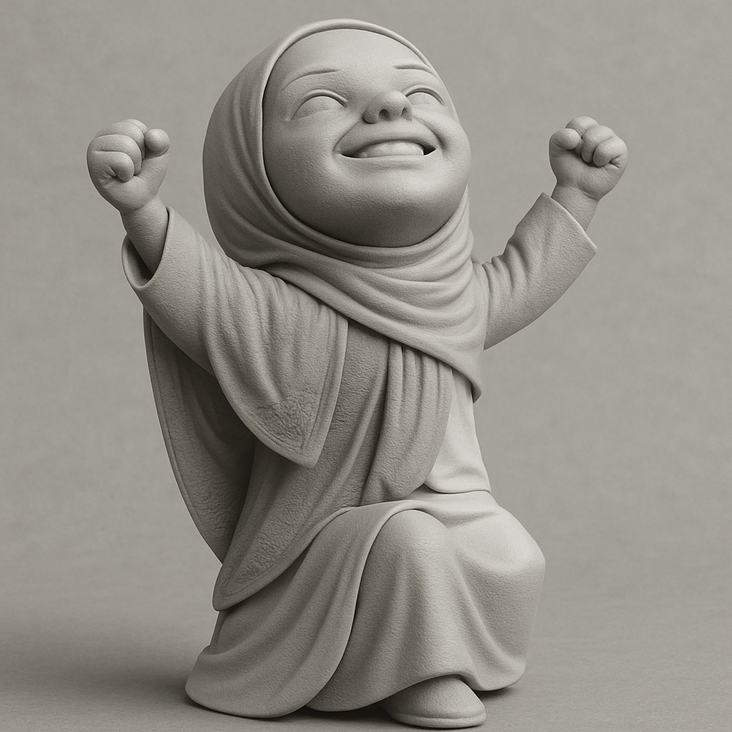 face anatomy 3d model-create 3d face model from photo_Joyful Hijabi Child: A Celebration of Triumph