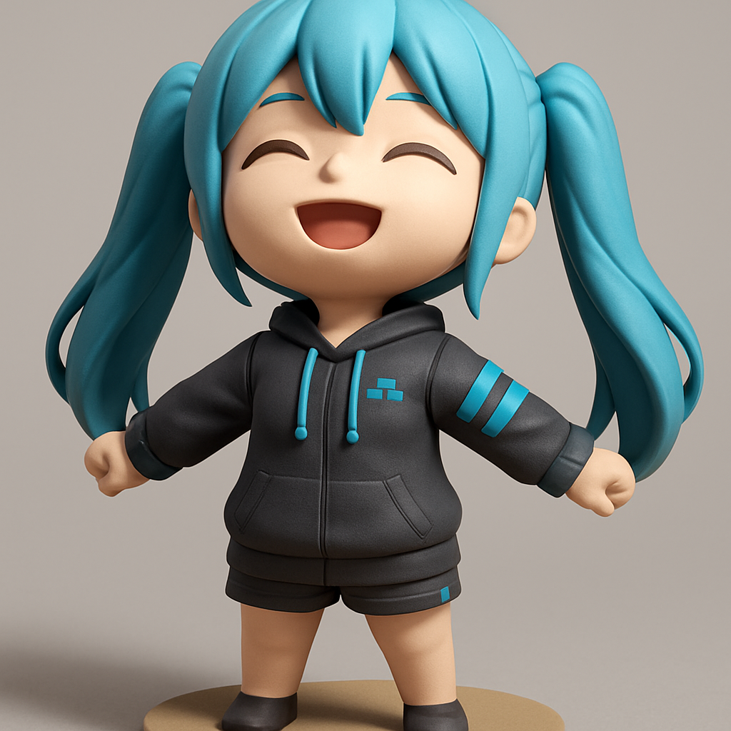 face anatomy 3d model-create 3d face model from photo_Happy Chibi Anime Girl Desk Buddy - Print & Smile!