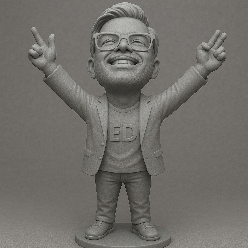 silhouette 3d printer maker-3d portrait printing_Cheerful Character with Peace Signs