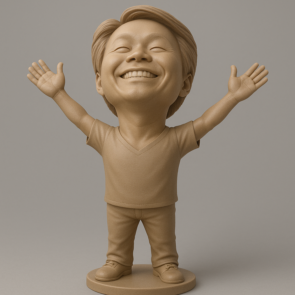 face anatomy 3d model-create 3d face model from photo_Joyful Kid Figurine with Open Arms