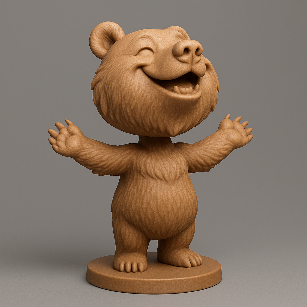 silhouette 3d printer maker-3d portrait printing_Cheerful Bear Figurine for 3D Printing