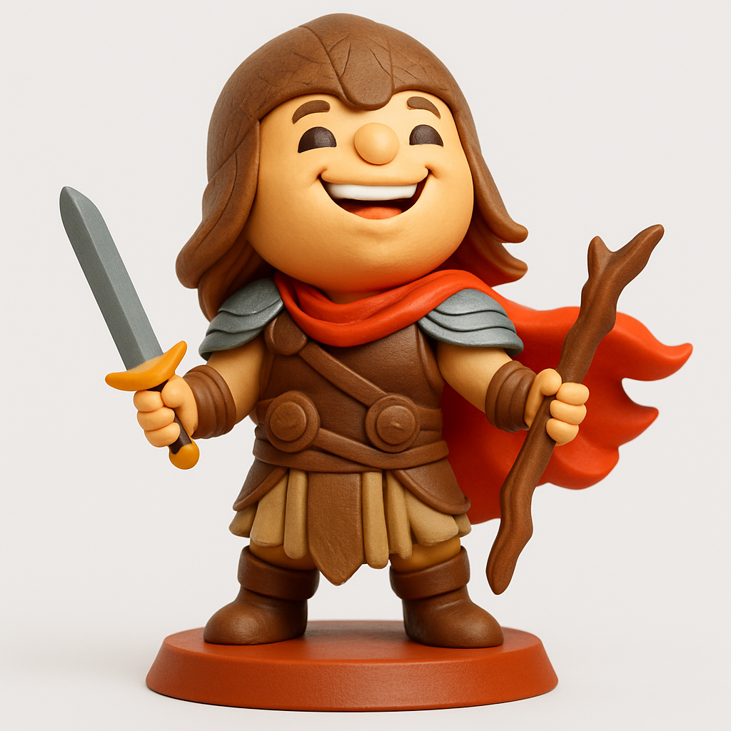 face anatomy 3d model-create 3d face model from photo_Bring Adventure Home: Happy Chibi Warrior Figurine