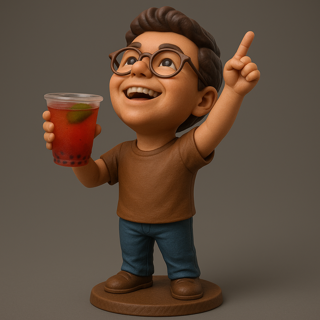 silhouette 3d printer maker-3d portrait printing_Joyful Kid with Drink - Perfect for Collectors!