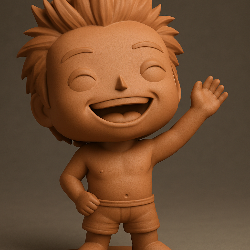 face to 3d model ai-3D portrait printing from photo_Chibi Joy: Happy Waving Boy Collectible Figure