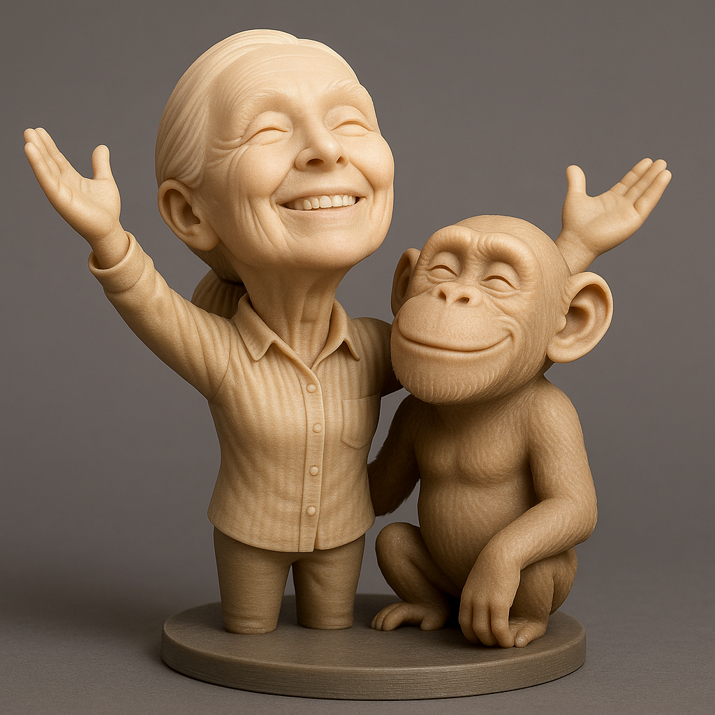 face anatomy 3d model-create 3d face model from photo_Joyful Duo: Human & Monkey Figurine