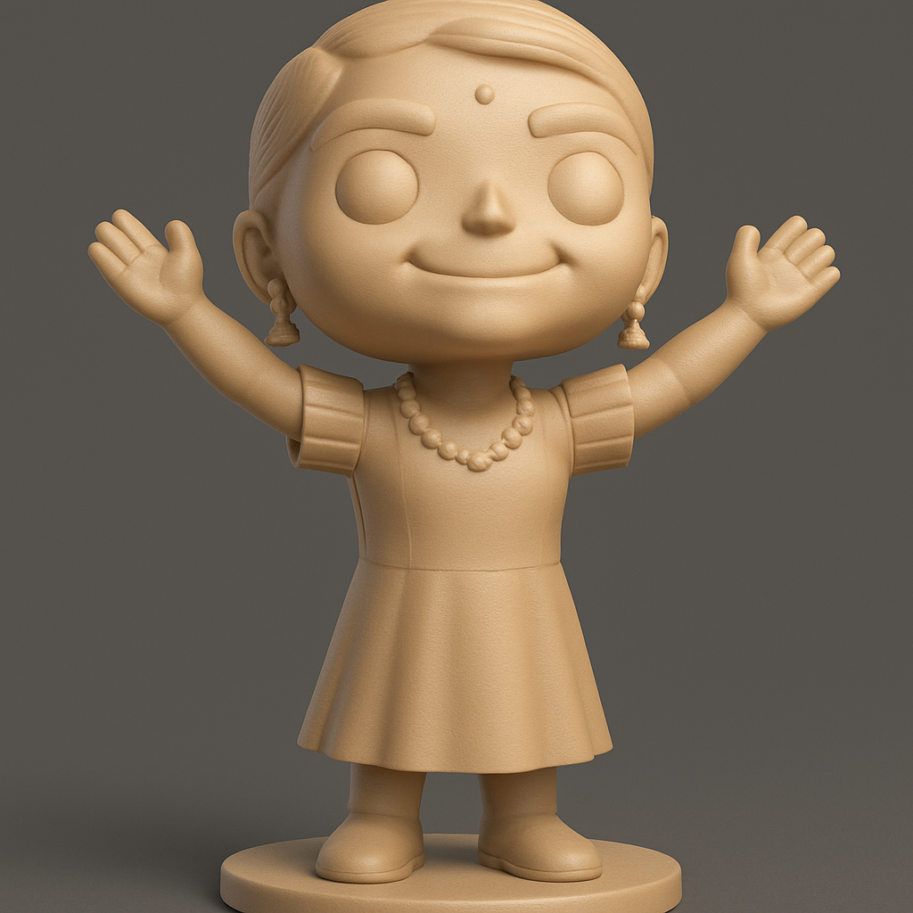 face anatomy 3d model-create 3d face model from photo_Welcoming Chibi Indian Girl Figurine - Joyful Home Decor