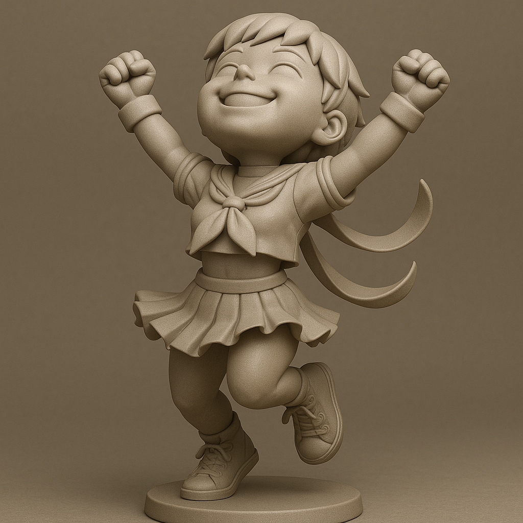 silhouette 3d printer maker-3d portrait printing_Joyful Cheerful Girl 3D Model