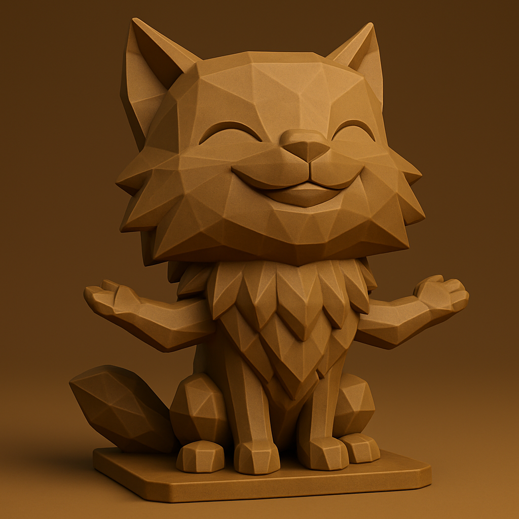 face anatomy 3d model-create 3d face model from photo_Low-Poly Happy Fox Statue - Charming Desk Decor