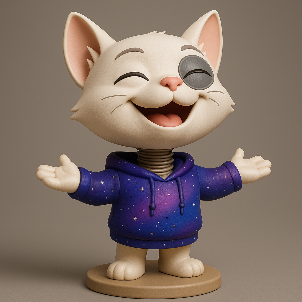 face anatomy 3d model-create 3d face model from photo_Cheerful Cat Character in Hoodie