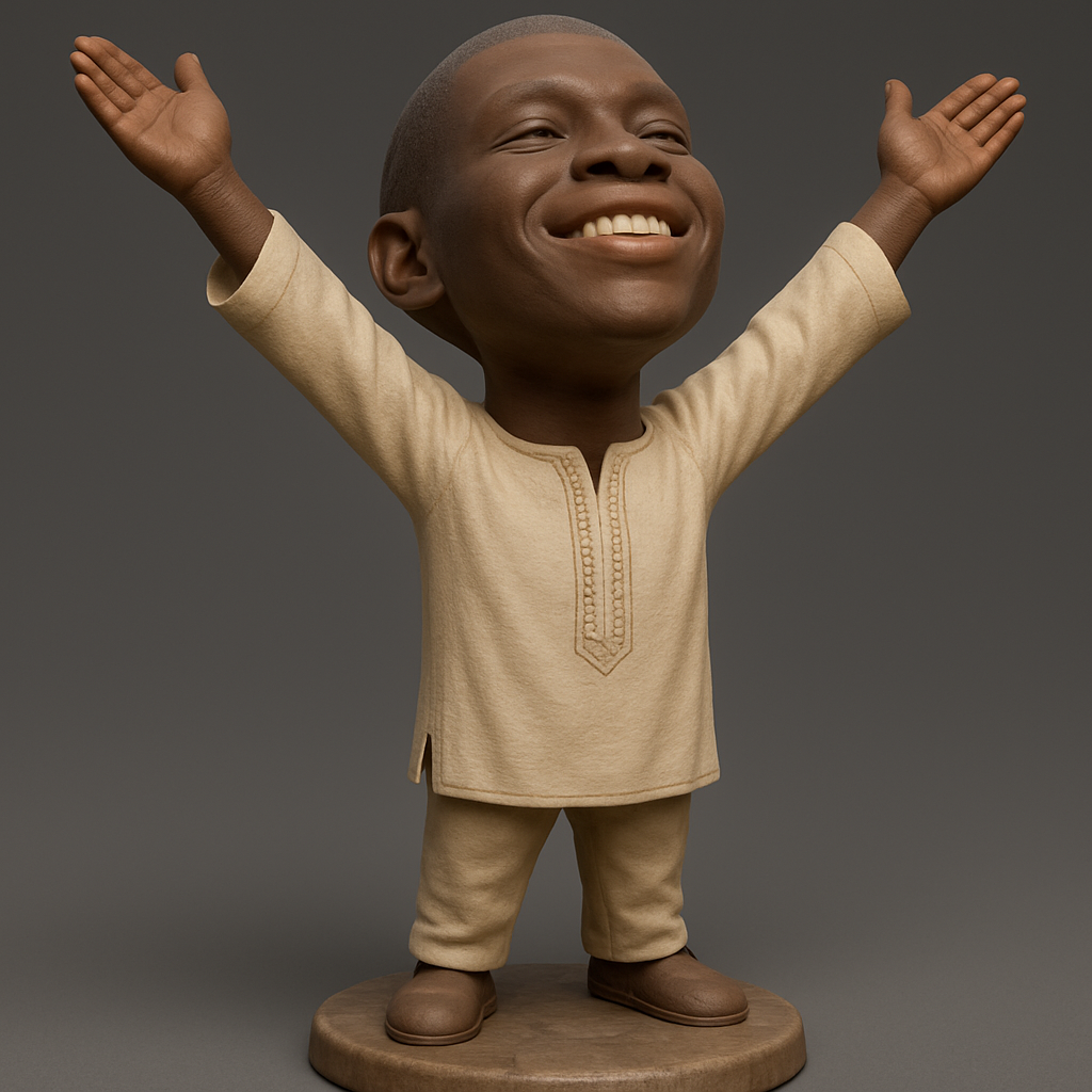 silhouette 3d printer maker-3d portrait printing_Joyful African Child Figurine - Spread Happiness!