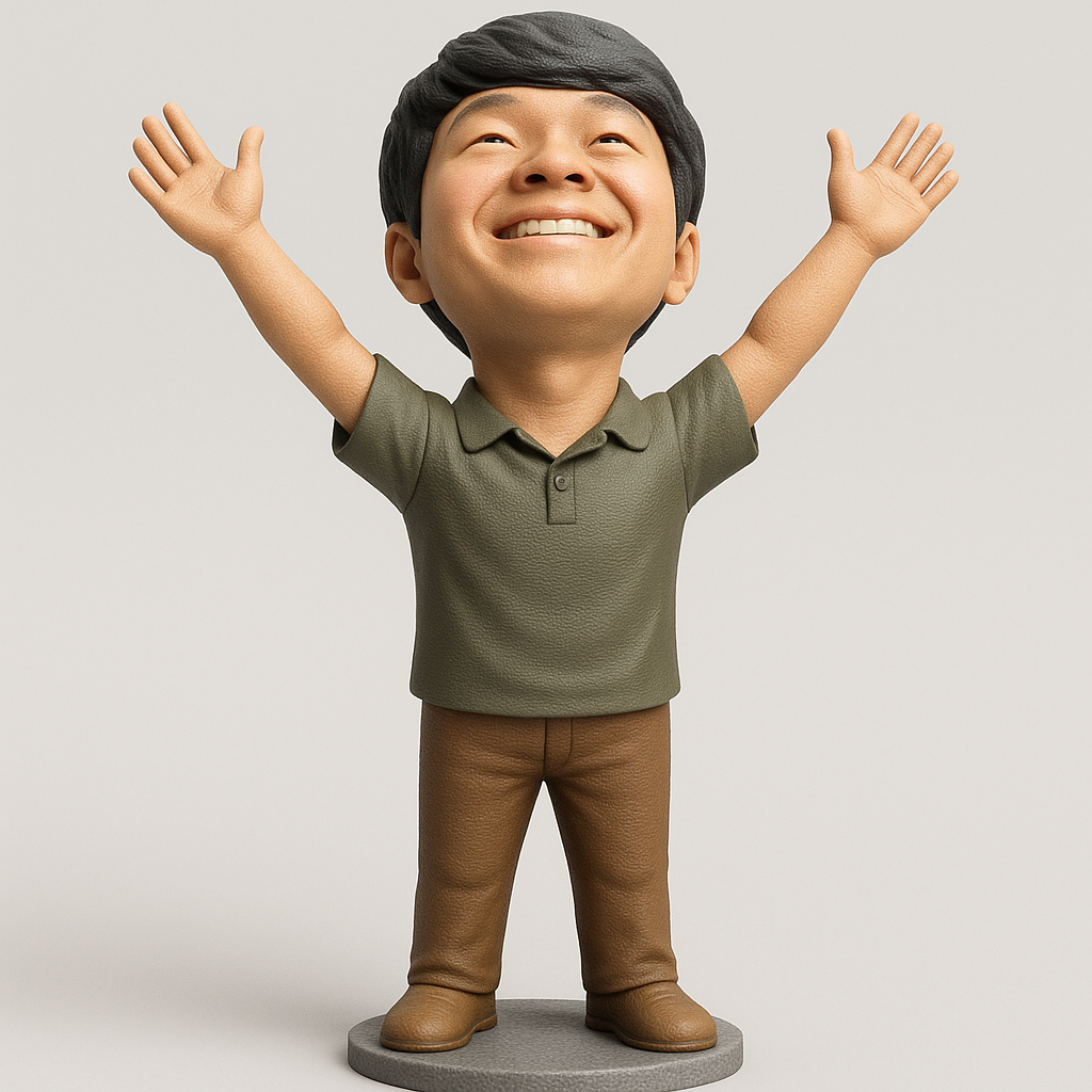 silhouette 3d printer maker-3d portrait printing_Joyful 3D Figurine with Open Arms