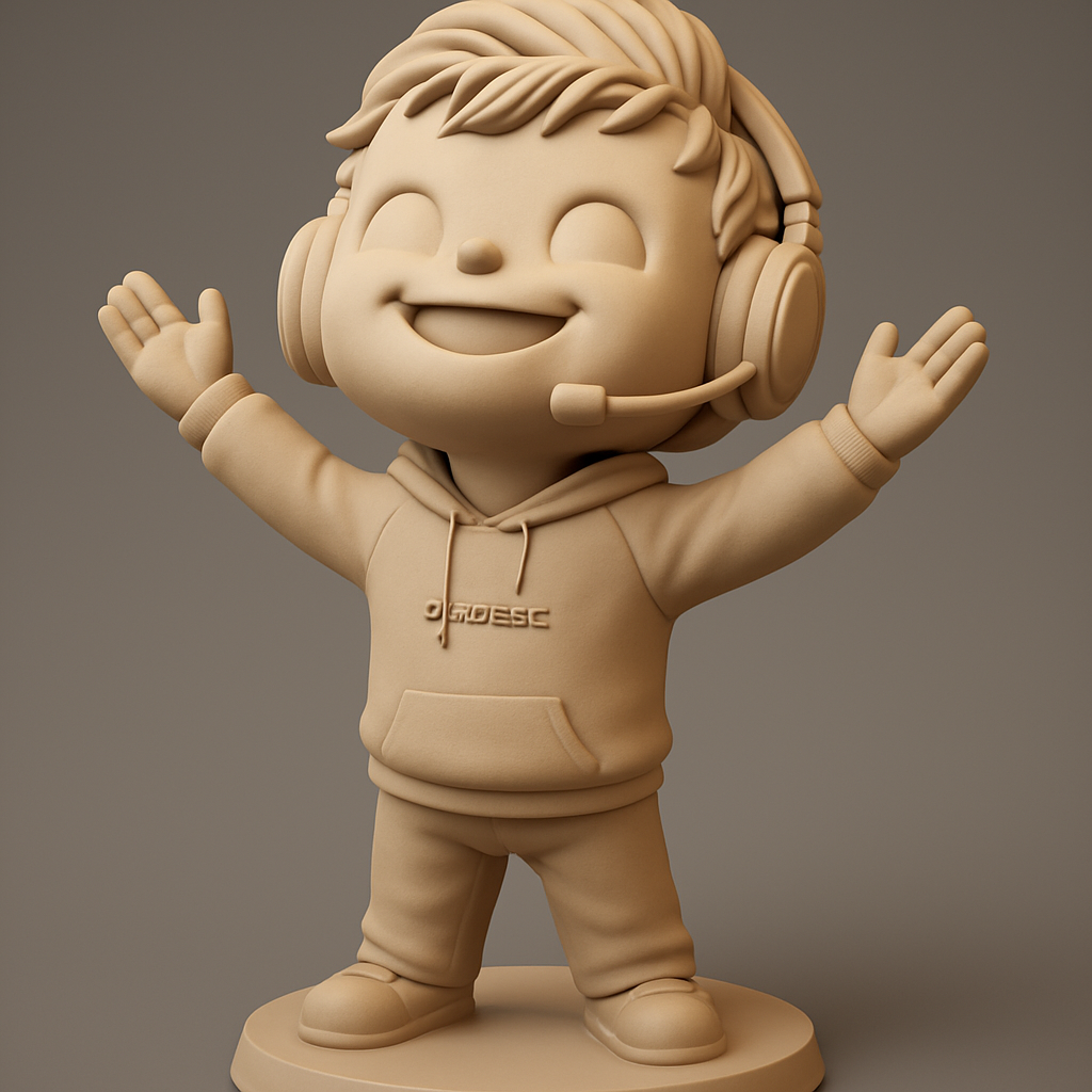 face anatomy 3d model-create 3d face model from photo_Happy Chibi Gamer Figurine - Fun 3D Print Collectible!