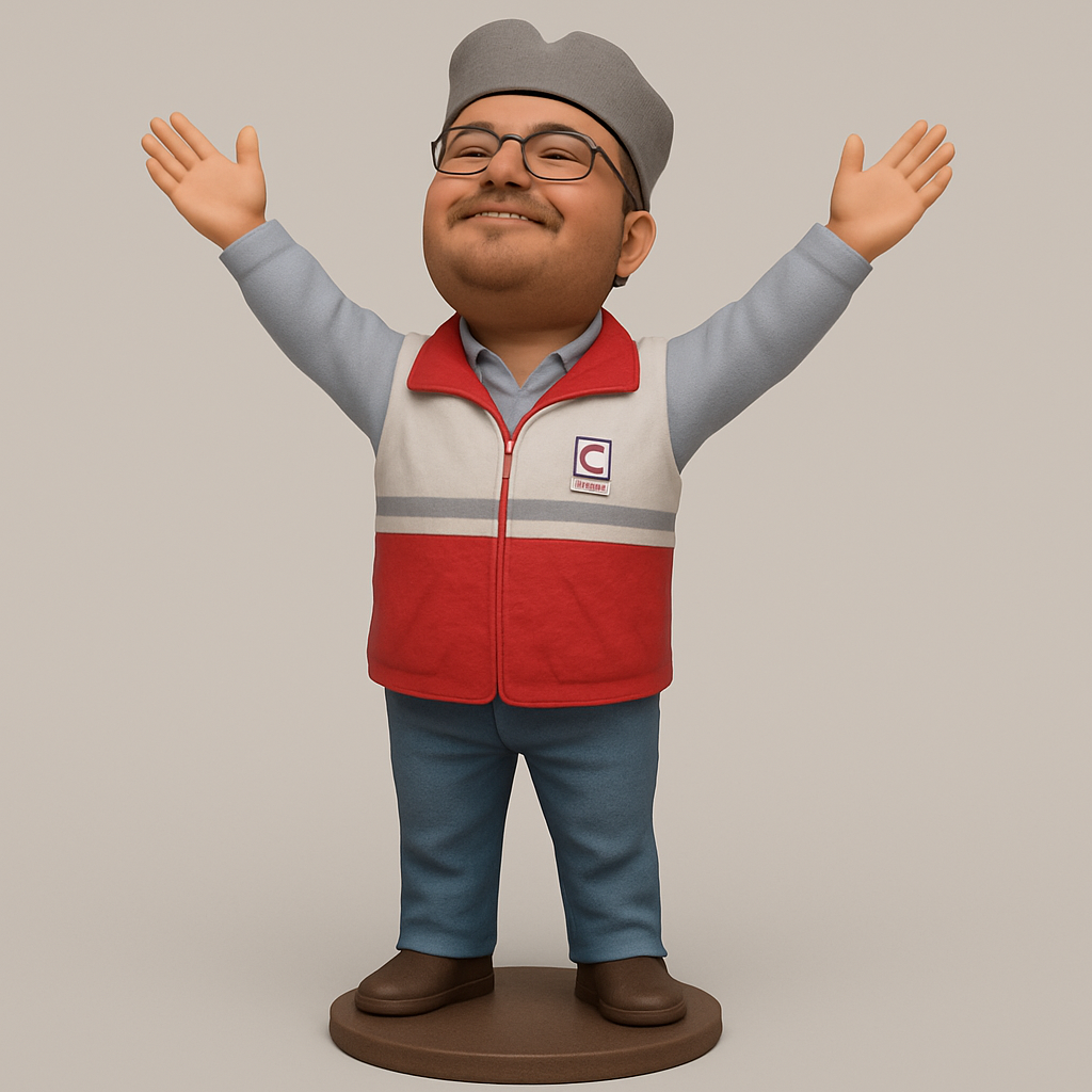 face anatomy 3d model-create 3d face model from photo_Smiling Courier Figurine - Perfect Desk Companion!