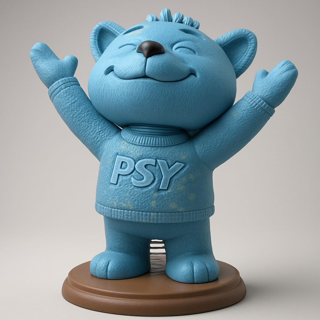 silhouette 3d printer maker-3d portrait printing_Happy PSY Bear Mascot - Welcoming Desk Decor
