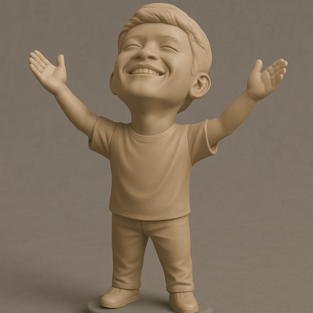 face anatomy 3d model-create 3d face model from photo_Embrace Joy: Happy Kid Figure 3D Print