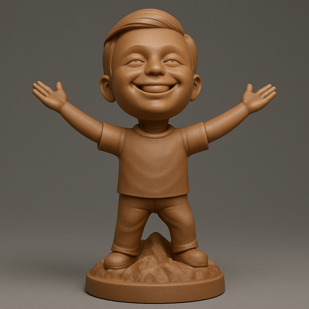 face to 3d model ai-3D portrait printing from photo_Embrace Joy: Happy Kiddo Figurine 3D Print