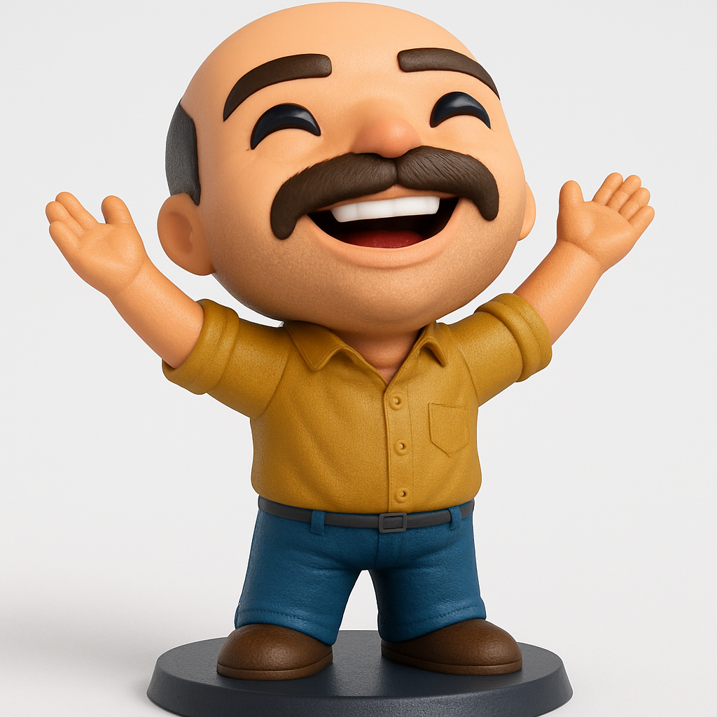 face to 3d model ai-3D portrait printing from photo_Joyful Mr. Moustache Figurine: Print Happiness!