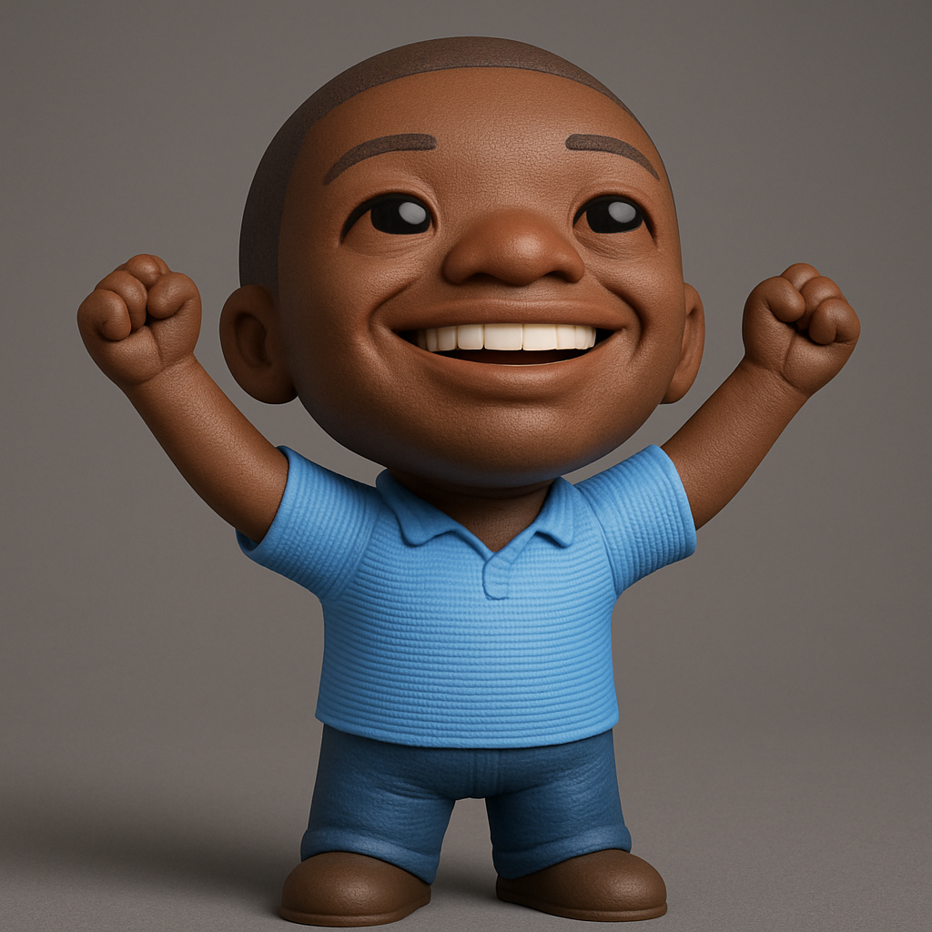 face anatomy 3d model-create 3d face model from photo_Joyful Chibi Boy: Celebrate Success with this 3D Print!