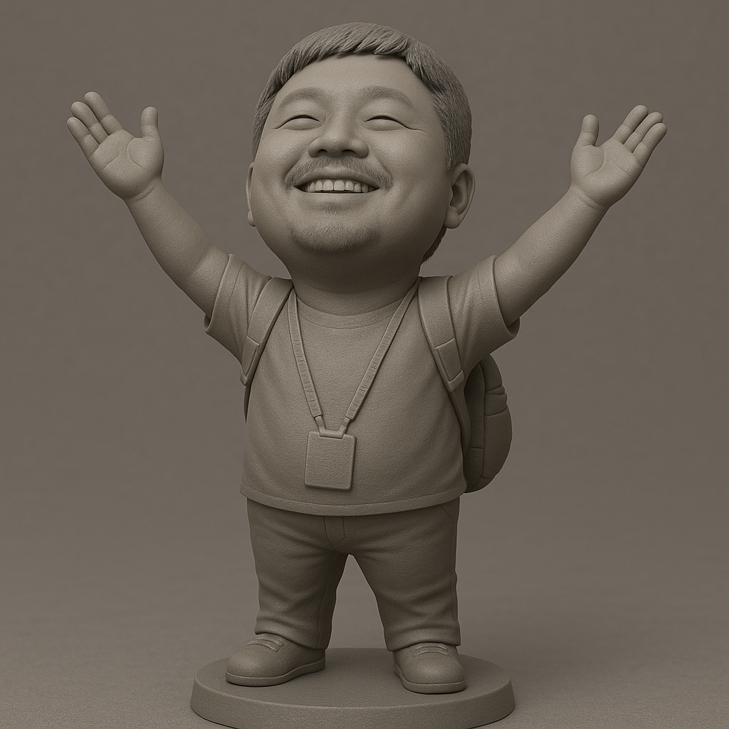 face anatomy 3d model-create 3d face model from photo_Joyful Figurine with Outstretched Arms