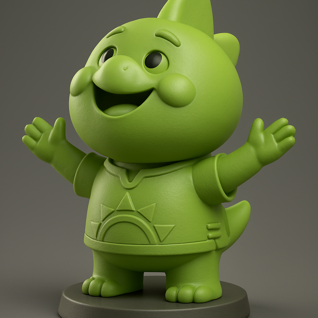 face anatomy 3d model-create 3d face model from photo_Joyful Green Character Figurine - Fun & Easy 3D Print!