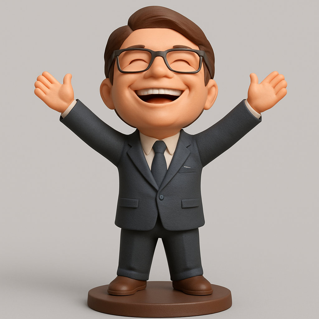 face to 3d model ai-3D portrait printing from photo_Happy Executive Figurine: Embrace Success!