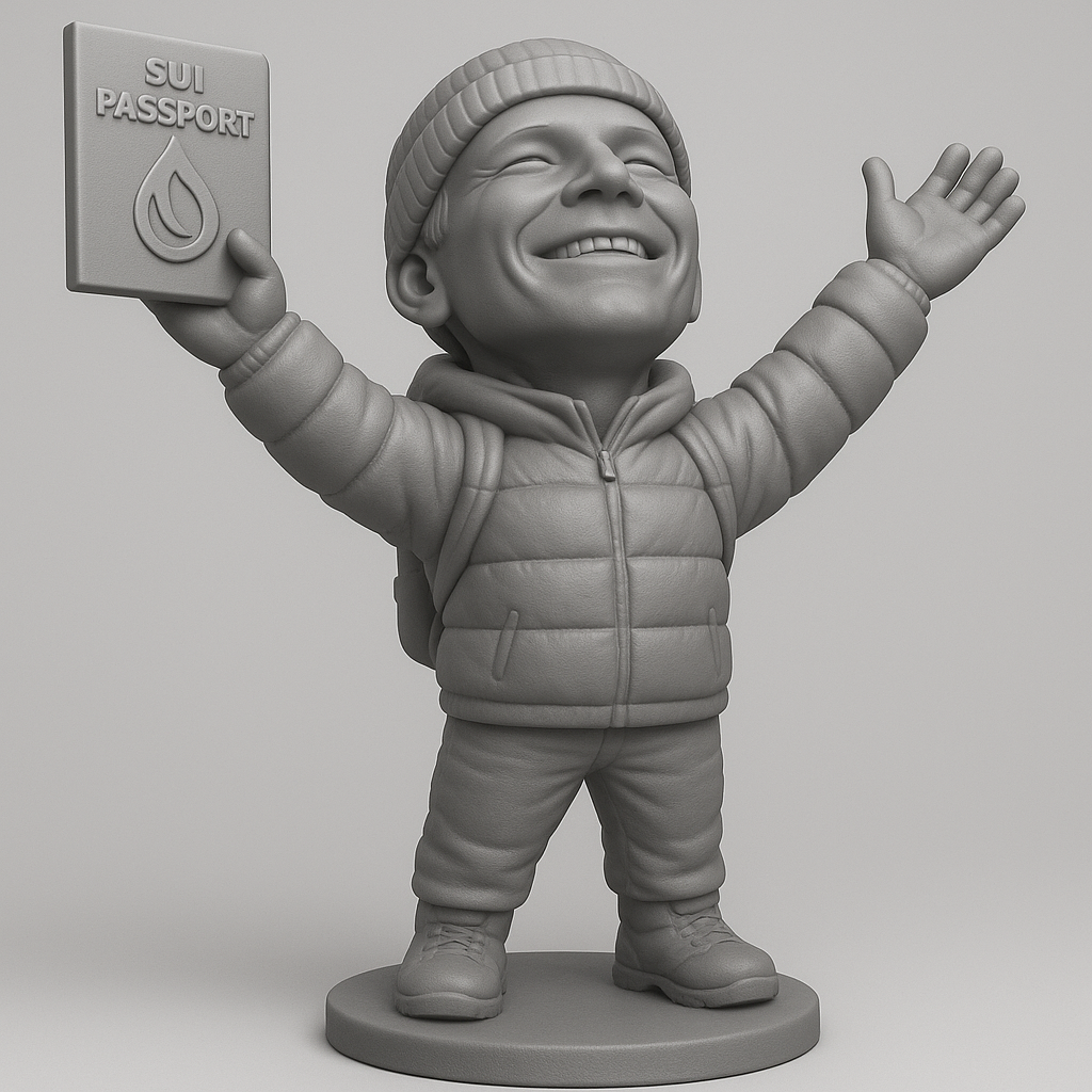 face anatomy 3d model-create 3d face model from photo_SUI Passport Holder: Happy Crypto Journey Figurine